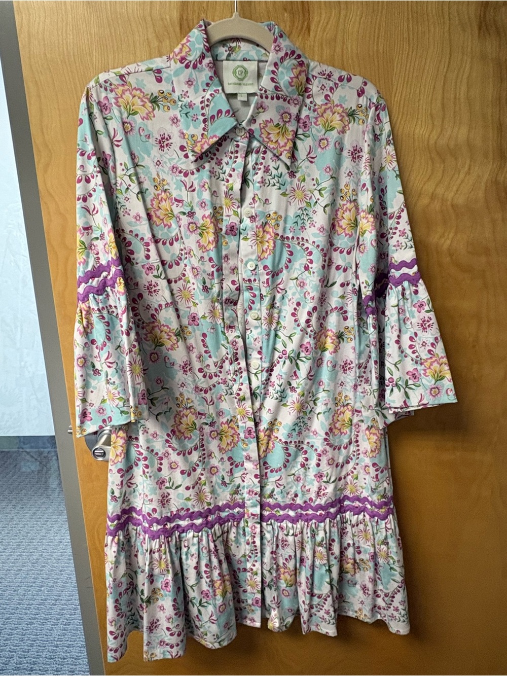 Boho Floral Midi Dress in Mint & Purple - Catherine Prevost